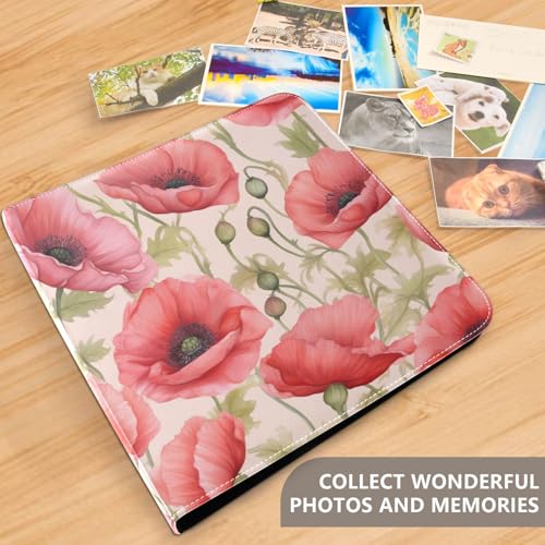 Álbum de Fotos Autoadhesivo de Scrapbook DIY con Flores Rojas en Acuarela, Encuadernación de Anillos, 40 Páginas, 8x10 para Memorias miniatura 5