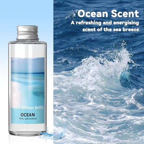 SCENTORINI Reed Diffuser Oil Refill, Ocean Diffuser Oil 6.76 Fl Oz, Natural Scented Essential Oil Refill Long Lasting Home Fragrance for Room Spa Aromatherapy Bathroom Home Decor - Image 3