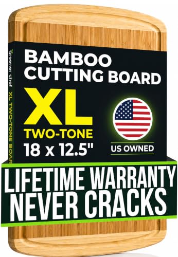 INDESTRUCTIBLE Bamboo Cutting Board (Extra Large) with Vertical Grain Strength Technology - Non...