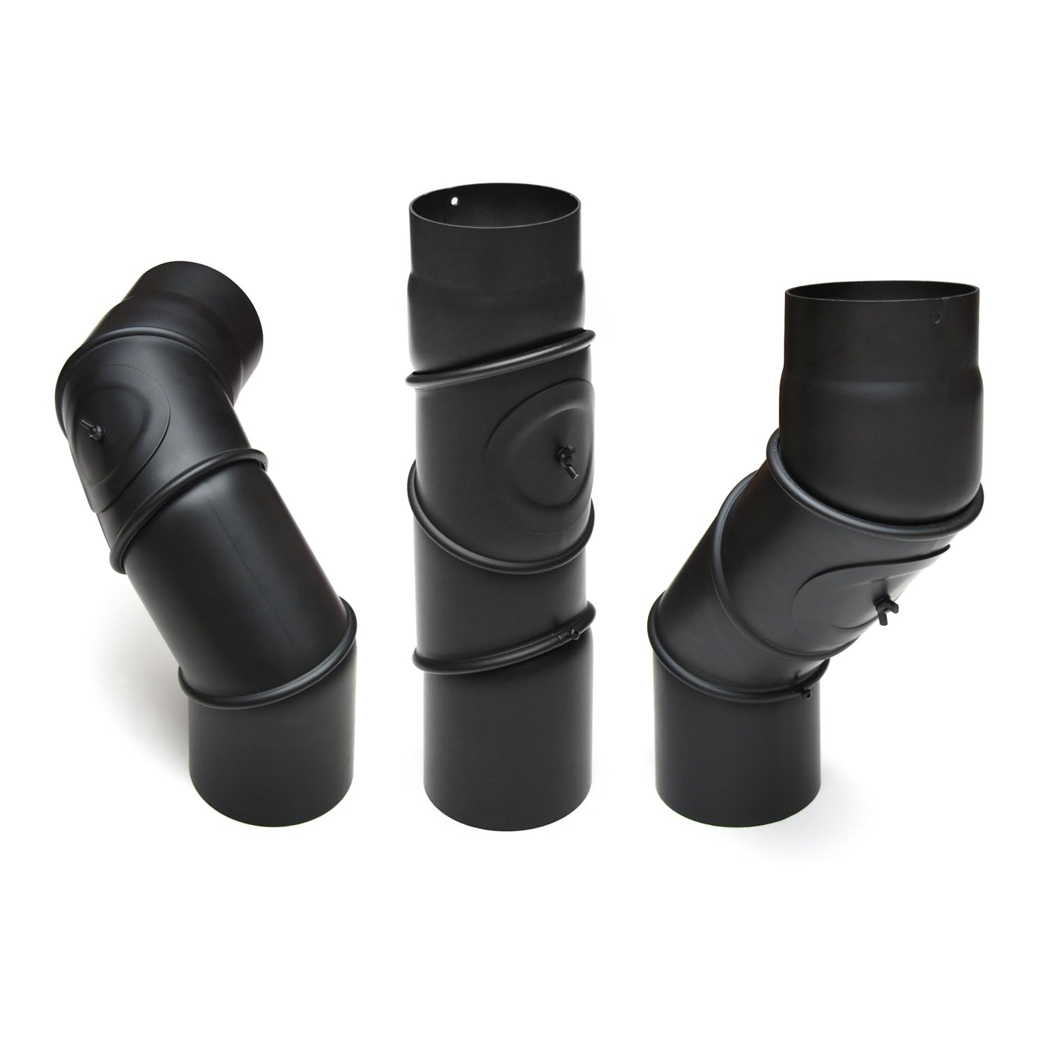 raik Rauchrohrbogen Ofenrohr 120 mm Multibogen mit Reinigungsöffnung schwarz 0–90° Stahlrohr 2 mm einwandig Senotherm beschichtet Länge 465 mm Made in EU