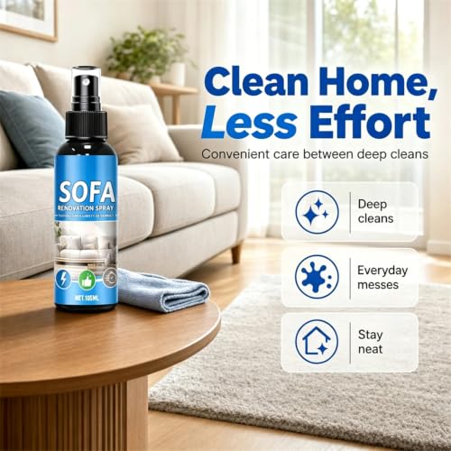Fabric Cleaner Spray Kit, 3.55 oz Waterless Upholstery Stain Remover with Cleaning Sponge - Quick Dry Portable Cleaner for Sofa, Couch, Carpet, Car Interior, Furniture (2PCS+2*Sponge) - Image 6
