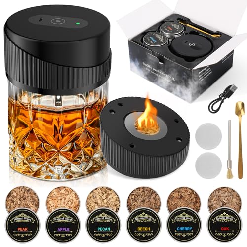 Kit Per Affumicatore Elettrico da Cocktail, Kit Affumicatore Whisky Con 6 Legni Aromatici, Kit di Fumo di Cocktail Multifunzionale Ricaricabile, Per Bevande, Liquore, Cocktail, Vino