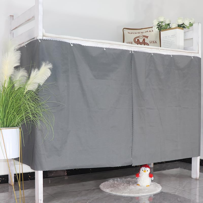AUCOOMA Thickened Blackout Bunk Bed Curtains Dorm Room Privacy Canopy Bottom Loft, Gray, 2 Pieces