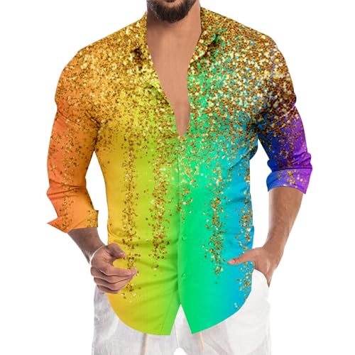 Camisa brillante para hombre de los años 70 y 80, camisa de manga larga con lentejuelas estampadas, traje de discoteca, hippie, fiesta, carnaval camisa, discoteca, club, festival de música