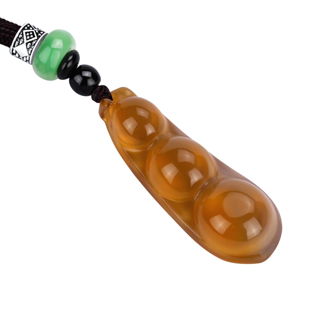 Natural Ice Chalcedony Necklace Green Beans Pendant for Man and Woman Jade Necklace Pendant Gift