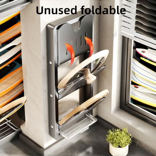 Soporte para tapa de olla plegable que elimina el desorden 4
