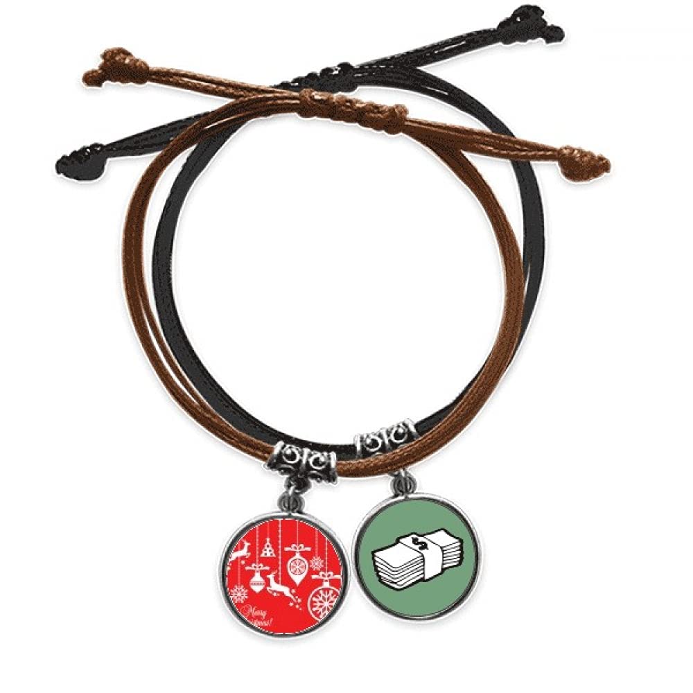 Pulsera navideña de reno y copo de nieve en cuero para tus looks festivos de invierno 3