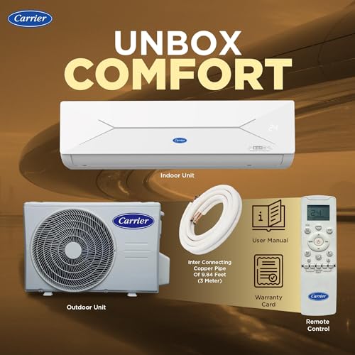 Image of Carrier 2 Ton 3 Star, New Star rated, Wi-Fi Smart Flexicool Inverter Split AC (Copper, Convertible 6-in-1 with Wi-Fi with Geo-Fencing,Smart Energy Display,New star Rating, ESTER EDGE Gxi WiFi-CAI24EE3R36W0, White)
