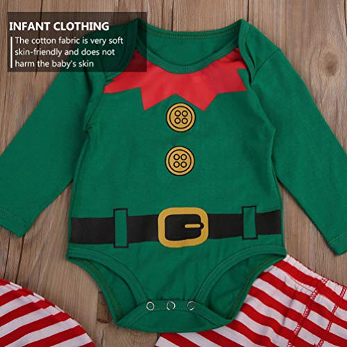 ABOOFAN 3 stuks Baby Kerst Elf Outfit Elf Romper Hoed Broek Set Pasgeboren Baby Kerst Fotografie Prop Kostuum Outfits voor Baby Baby Peuter - Maat 70 - Afbeelding 6