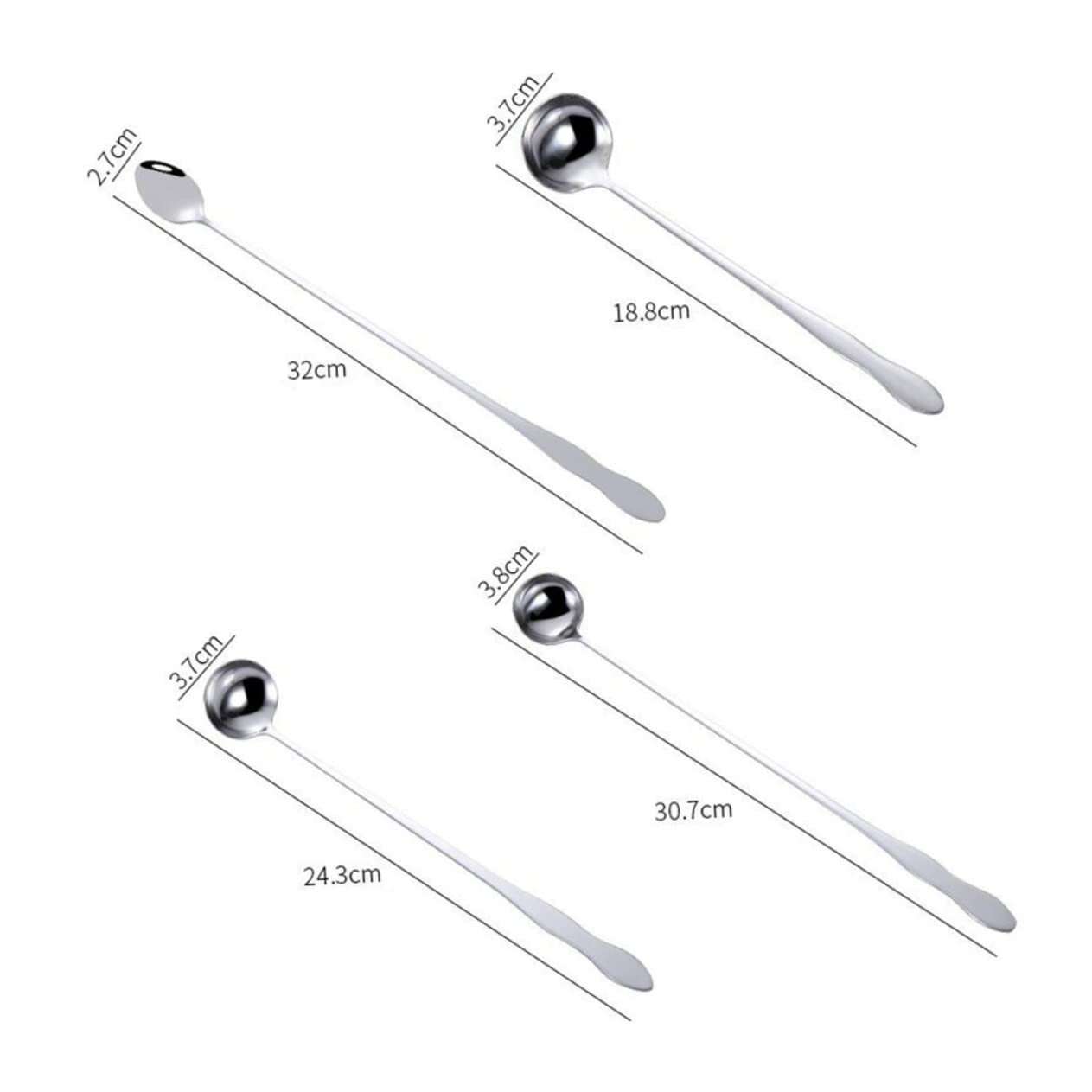 FUNOMOCYA 6pcs Long Handle Spoon Ice Cream Spoon Stainless Spoons Iced Teaspoon Sugar Spoon Drink Mixing Spoon Mixing Spoons Tasting Spoons Dinner Spoon Ice Spoon Ice Cream Scoop