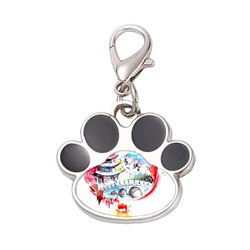 DIYthinker?China Chinese Lantern Bridge Drawing Pet Tag Keychain Dog Cat ID