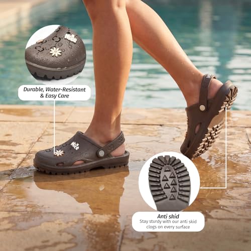 Image of YOHO Women's Clogs Mimo with Charms | Lightweight, Soft on Skin, Comfortable & Waterproof Monsoon Sandals | Everyday Use Footwear for ladies & Girls