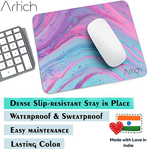 Image of Artich Designer Gaming Mouse Pad for Office Laptop /Computer with Super Soft Non-Slip Rubber Base and Lycra Cloth Surface for Silky Touch Rectangle (Crystalline Colors of Violet Marble)