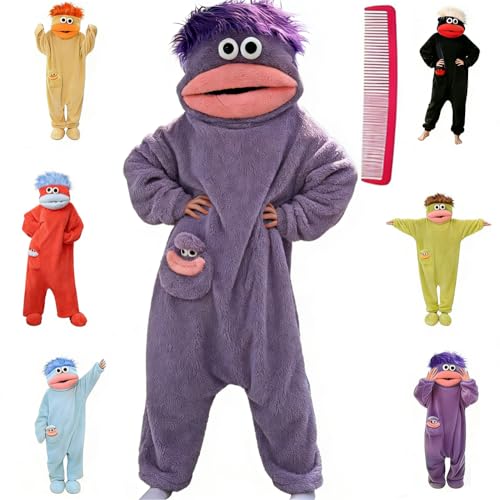 JVZJVZ Big mouth monster jumpsuit funny jumpsuit monster jumpsuit warm home clothes party costumes (US Alpha Large Regular Regular Purple)