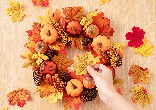 image for MoonLa Halloween Mini Artificial Pumpkins and Gourds Maple Leaves Pine