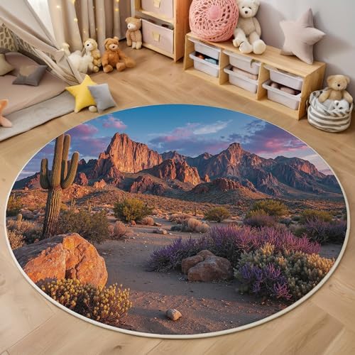 Tapis rond 200cm lavable en machine avec dossier antidérapant et poil bas doux