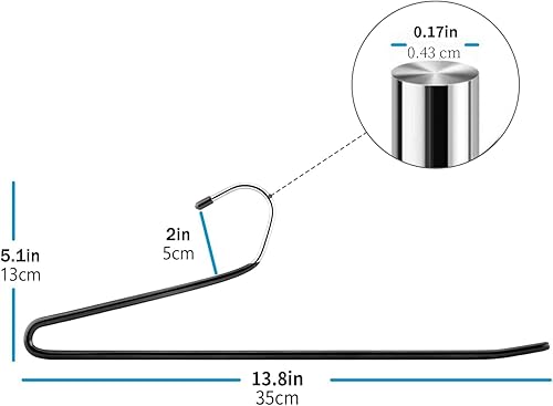 Miniatura 4 de Perchas de metal antideslizantes para pantalones, paquete de 20 perchas de jeans con extremos abiertos, para ahorrar espacio, colgador de cuello