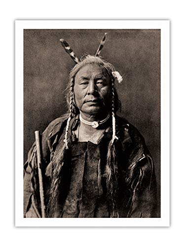 Eagle Child - Atsina Native Man - North American Indian - Vintage Sepia Toned Photograph By Edward S. Curtis C.1908-100% Pure Carbon Archival Inks - 290Gsm Bamboo Paper Fine Art Print 9X12In #TOP26