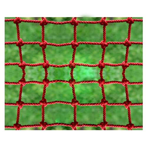 Balkonnetz Seilnetz für Kletterpflanzen, Kindersicherung, Nylonnetz, Frachtanhänger Netting, Dekor Mesh Schutznetz, Balkon Treppenzaunnetz rot absperrnetz Durchmesser 6mm(Colour: 10X10cm,Size: 1x1m/3 Cover