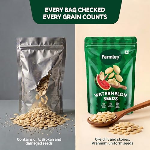 Image of Farmley Watermelon Seeds I 100 g I Watermelon Seeds for Eating | Magaj Seeds I Tarbuj Beej | Rich in Protein | Potassium | Magnesium & Iron