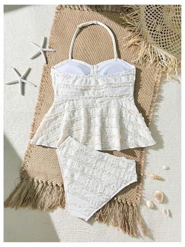 SOLY HUX Girl's Two Piece Bathing Suit Halter Peplum Ruffle Bikini Tankini Swimsuit2