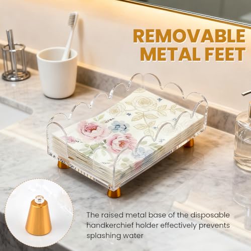 Acrylic Napkin Holder, Clear Guest Towel Tray, Modern Scalloped Hand Paper Towel Holder Disposable Napkin Organizer for Kitchen, Dining Room, Bathroom(SIZE:8.7x5.1x2.4 Inch) by Qirvaten - Used condition - Image 5