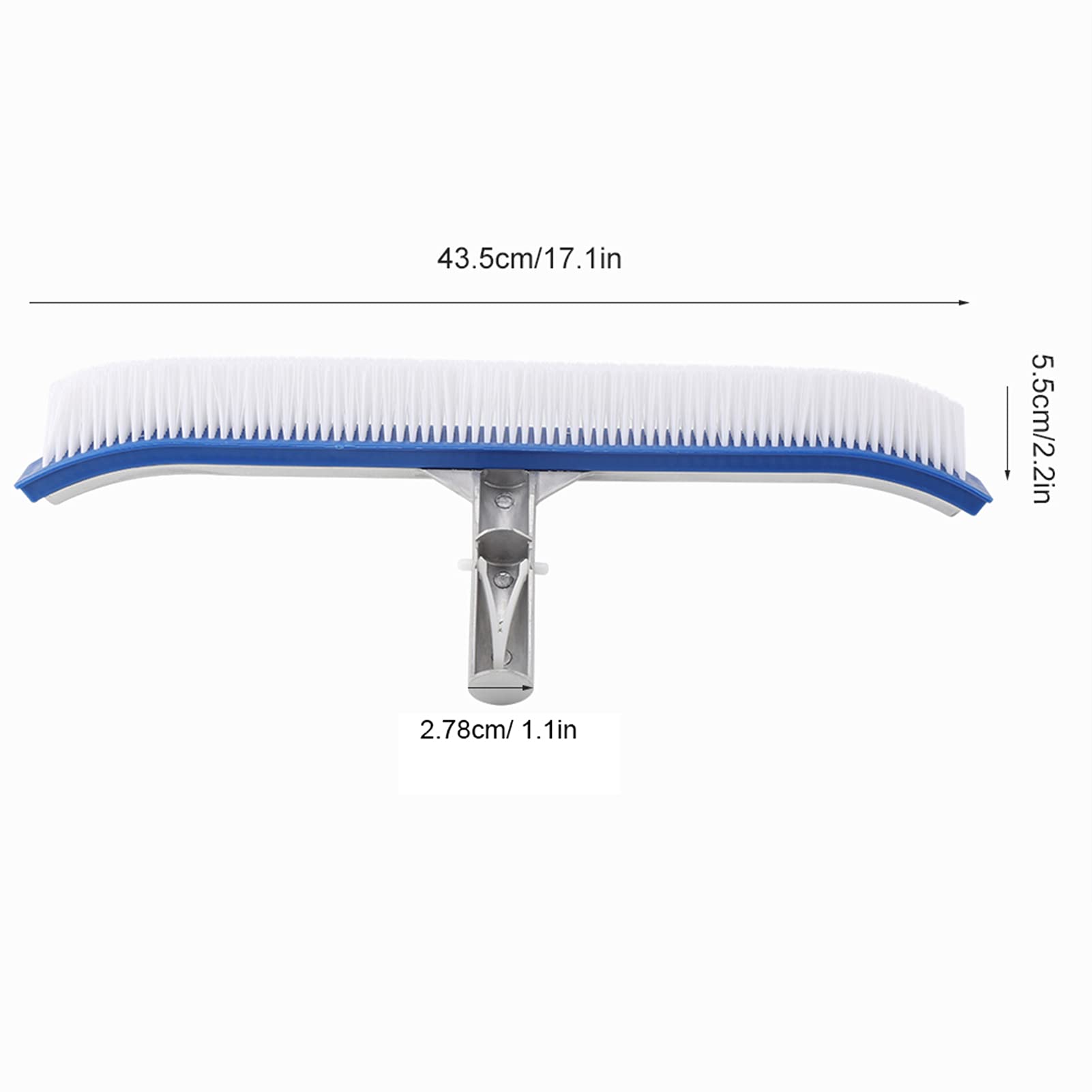 18in Aluminum Handle Pool Brush, Swimming Pool Wall Cleaning Brush, Pool Brush for Ponds Spas Hot Sp Pools