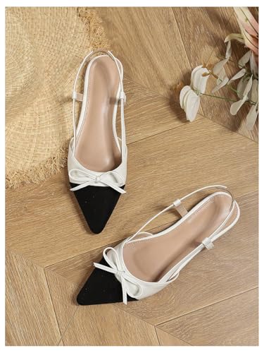 oyoangle women39s color block bow pointed toe slingback flat sandals work office dressy shoes