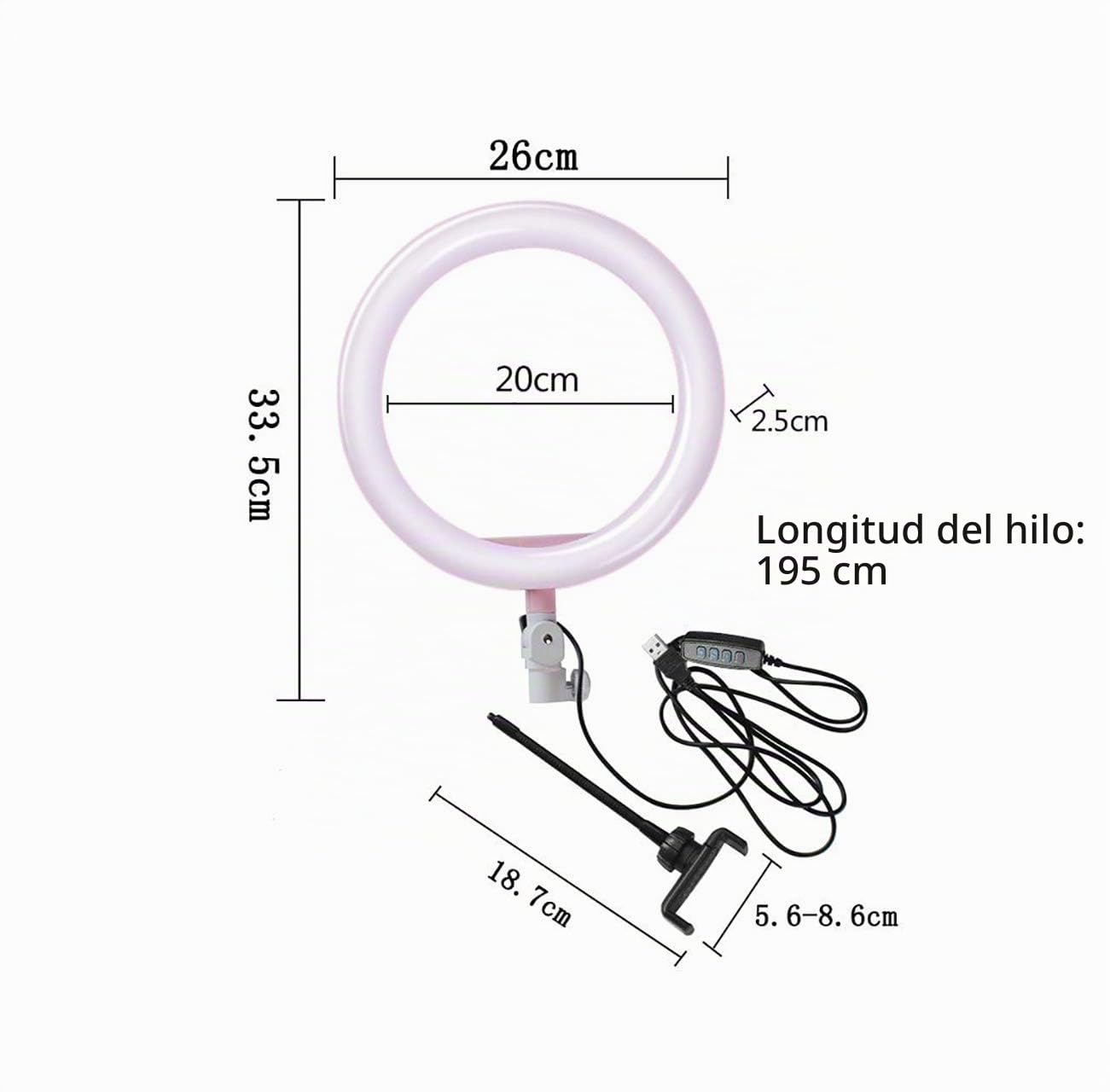 Doki ZD666 LED Redondo con Tripode 210cm, Diameter 20cm Ring Light para Maquillaje, Tiktok, Stream, Fotografia