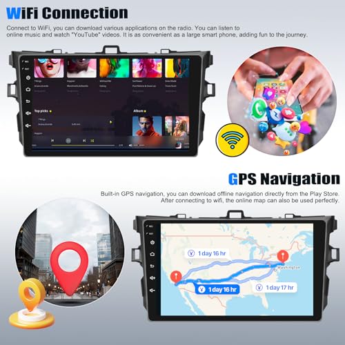 Estéreo automotivo Android 13 2+32G para Toyota Corolla 2006 2007 2008 2009 2010 2011 2012 com Carpl