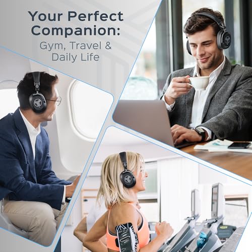 Image of TREBLAB U5 Active Noise Cancelling Headphones Over-Ear, Wireless Bluetooth 5.3 Headphones with Mic, 65-Hr Battery, Hybrid ANC, Multipoint, Deep Bass, IPX4, Foldable for Travel, Work, Commute, Gym