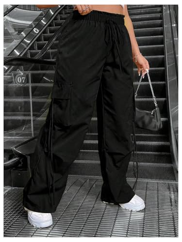 Verdusa Women's Plus Size Wide Leg Cargo Pants Streetwear Long Trousers with Pockets3