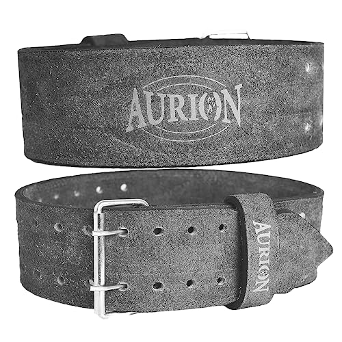 Image of Aurion Sued Leather Powerlifting Gym Belt-XXL | Weight Lifting Belt for Heavy Workout for Men & Women | Professional Heavy Weight Lifting Belt - Grey
