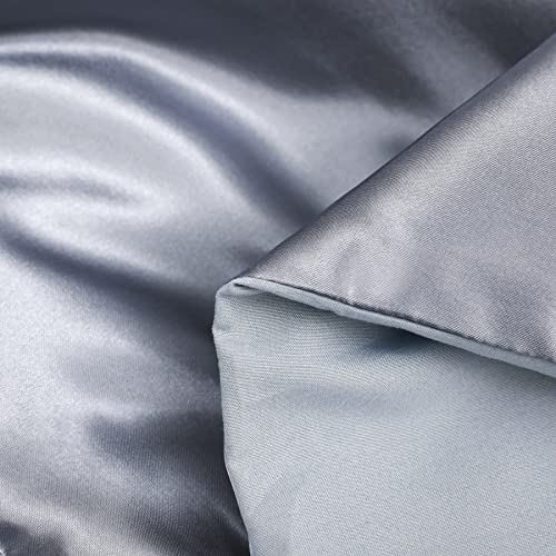 Whale Flotilla STCS-2Q-GR 3-Piece Reversible Queen Size Silky Comforter Set/Bedding Set, Luxury Soft Satin Comforter thumb #4