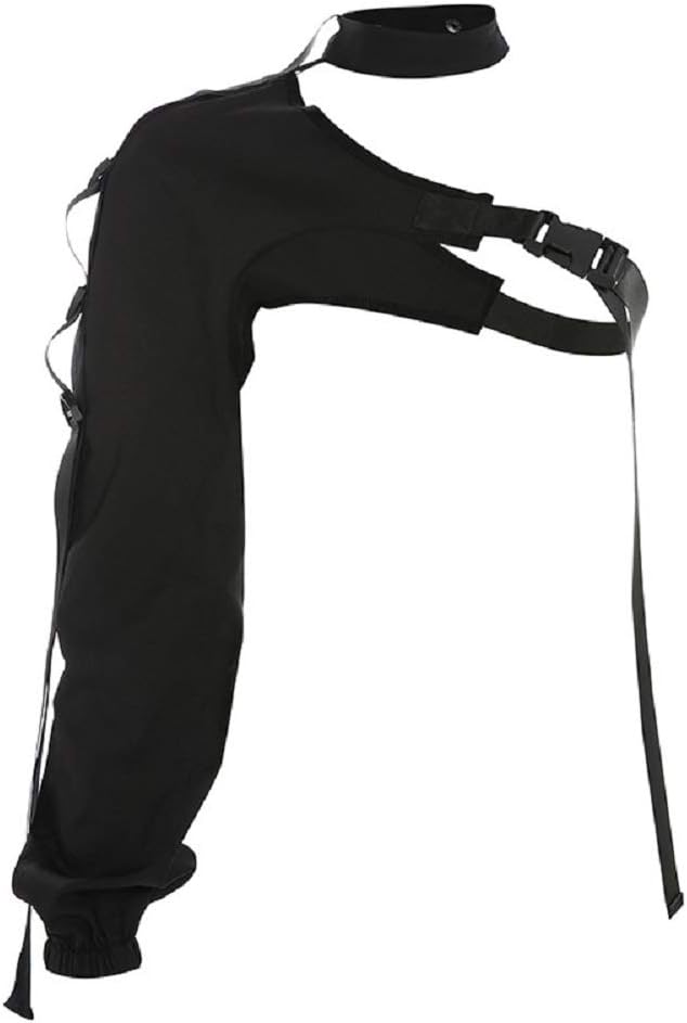 Women Reflective One Shoulder Buckle Top Punk Long Sleeve Irregular Cargo Crop Top Blouses for Rave Festival
