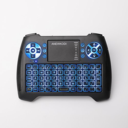 ANEWKODI Mini Keyboard with Touchpad Mouse and Multimedia Keys, USB Backlit Wireless Keyboard 2.4Ghz Remote Control Best for Smart TV, PC, Android TV Box, PS4, IPTV, Xbox, Support Windows 10