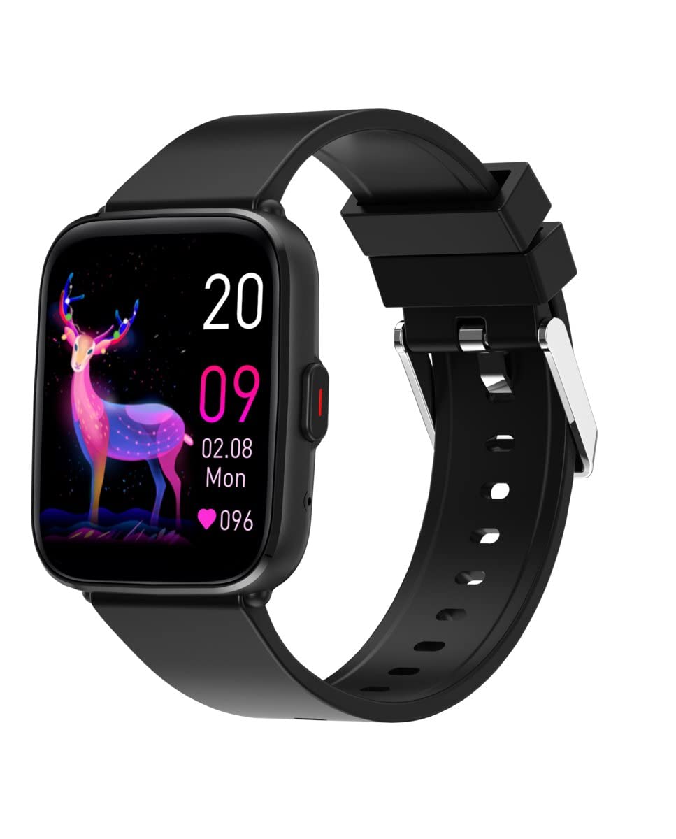 Radiant Golden Gate Collection Smart Watch z pulsometrem, monitorem ciśnienia krwi, monitorem snu i funkcją bransoletki aktywności, kompatybilny z systemem Android i iOS, Czarny, Smartphone