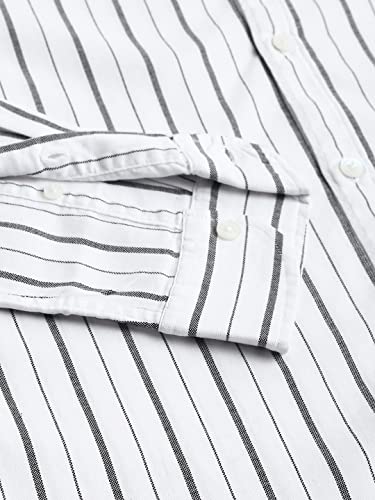 Image of Dennis Lingo Men's Striped Slim Fit Oxford Cotton Casual Shirt with Button Down Collar & Full Sleeves