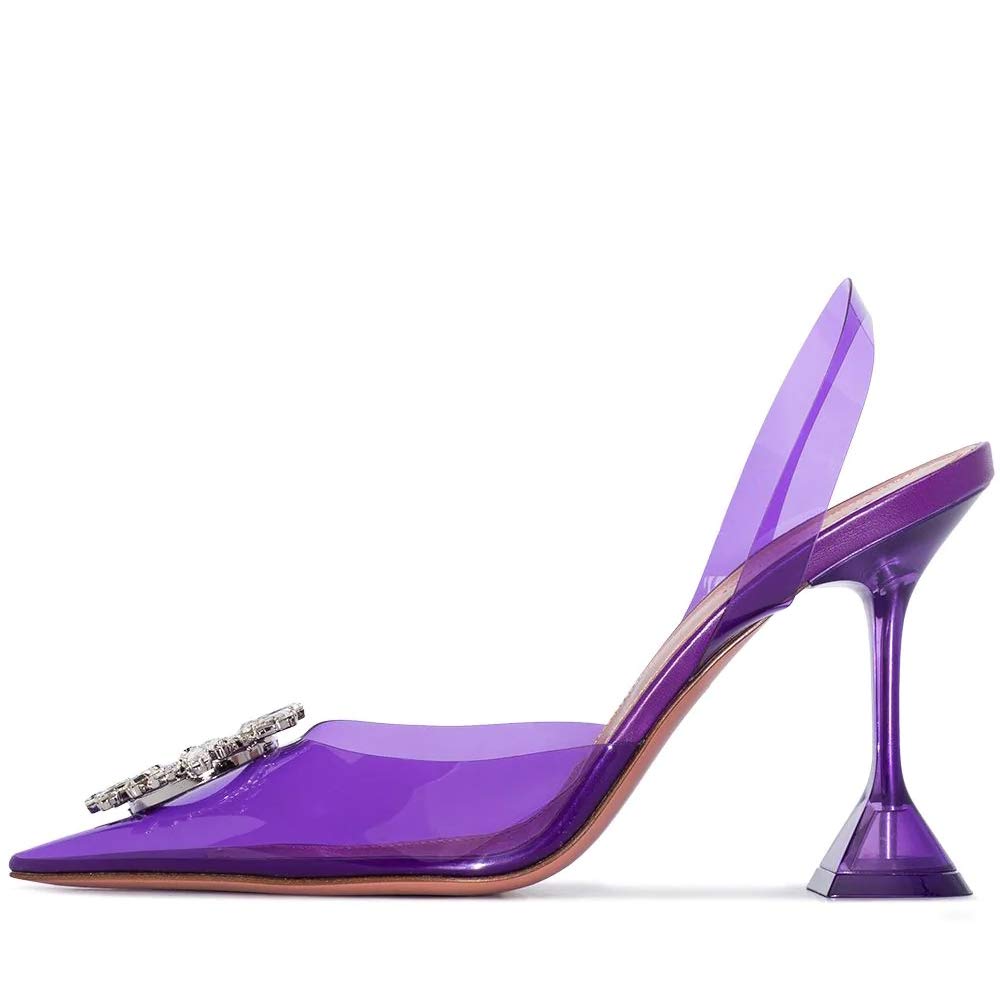 Women's Clear High Heel Sandals Transparent PVC Stilettos Pointed Toe Crystal Dress Pumps