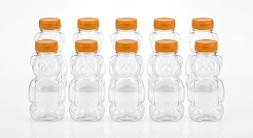 Orret Home 10 Adet 250 ml Ayıcık Şeklinde Pet Şişe BPA İçermez Ayıcıklı Şişe Meyve Suyu ve Su Şişesi Okul Kreş Piknik ve Günlük Kullanım İçin