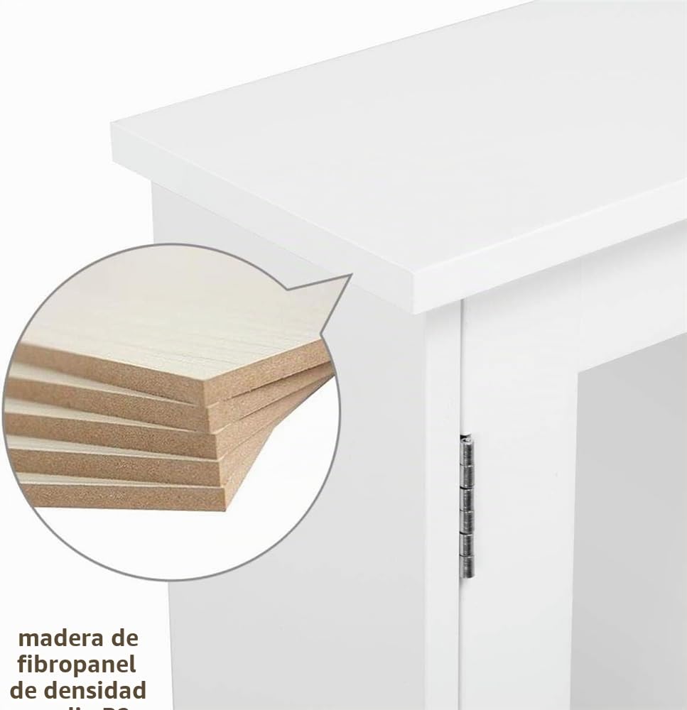 Yaheetech Armarios con Espejo para Baño Armario de Pared con 2 Puertas Mueble de Pared de baño Espejo con Estante Mueble para Baño Cocina 56×13×58cm Blanco