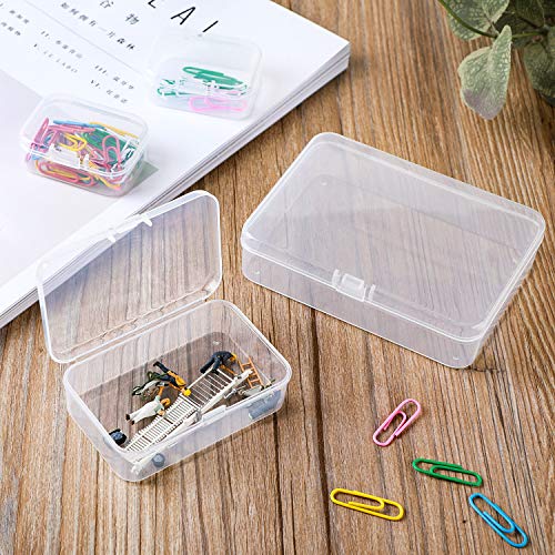 Image of 96 Pack Rectangular Clear Plastic Storage Containers | Mixed Sizes, Hinged Lid, For Beads and Small Craft Items
