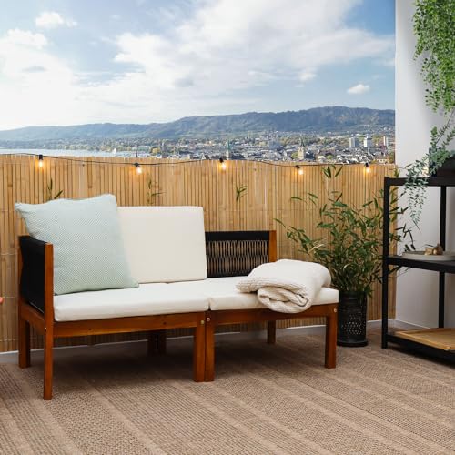 UrFence Balkon Sichtschutz Bambus 100x300 cm - 100% Natur Holz Zaun Bambusstäbe Wetterfest - Bambuszaun Sichtschutzmatte für Balkon Terrasse Gartenzaun - Pergola Windschutz Garten Sichtschutzwand