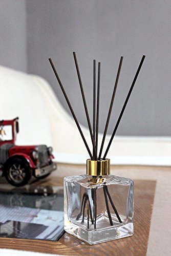 Feel Fragrance Squre Glass Diffuser Bottles With Gold Caps, Set Of 4-3.7" High,200Ml 6.7 Fl Oz. Fragrance Accessories Use For Diy Replacement Reed Diffuser Sets #TOP1