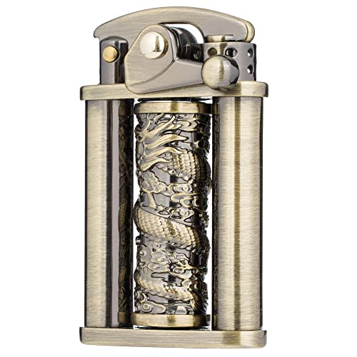 Encendedor Kerosene Pilares Dragón Bronco Antiguo miniatura 2