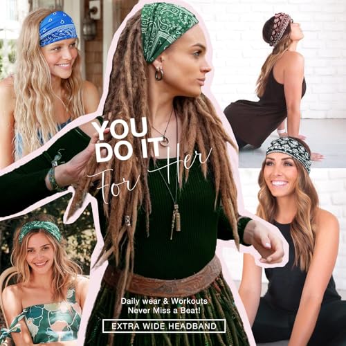 Image of Awumbuk 6 Pack Wide Knotted Headbands for Women Soft Turban Hair Accessories African Boho Solid Color Yoga Workout Headbands