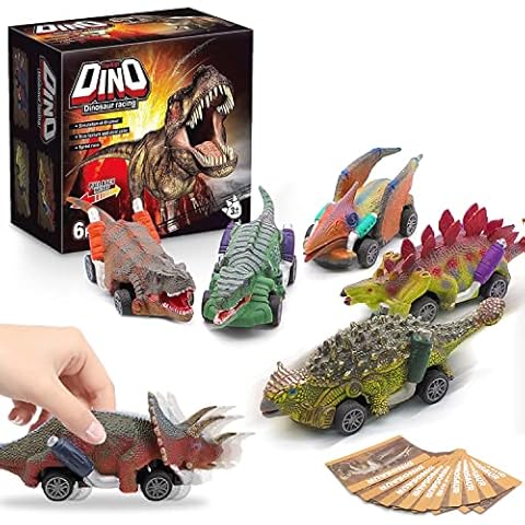 6 Packs Dinosaur Pull Back Cars with 12 Packs Cards, Gifts for Toddler Boys Toys for Kids Age 3+ Years Old Birthday Gifts Dinosaur Toys for Boys and Girls Car Toys Pull Back Cars Cover