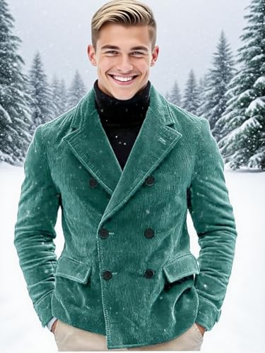 VENNYNG Men's Corduroy Jacket Blazer 2025 Casual Sport Coat Jacket Double Breasted Dress Coat for Men3