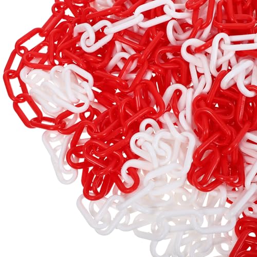 Chaîne de sécurité industrielle 6 mm rouge et blanche en plastique robuste de 25 mètres