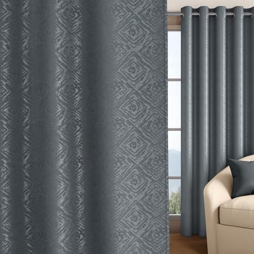 Image of Wakefit Jacquard Room Darkening Curtain | Light Blocking Upto 70% | (5 x 3.9 ft) | Door Curtain | Set of 2 | Reduces Noise | Machine Washable | Smash |Diamond Grey